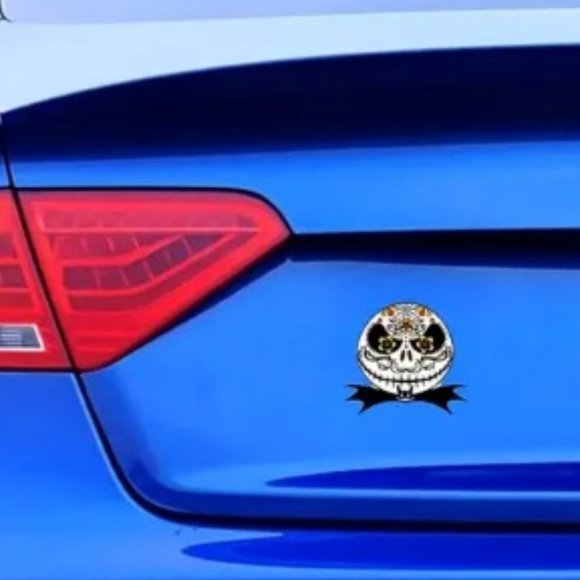 Sugar Skull Style Jack Skellington Vinyl Sticker - Picture 3 of 5